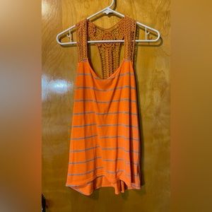 Op, size XL, fluorescent orange tank, knitted stripes.